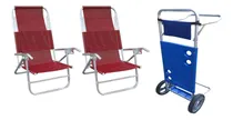 Comprar Combo Playa 2 Reposeras Aluminio+carro Mesa Playero Aluminio