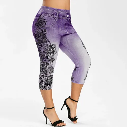 Leggins De Mezclilla Con Panel Para Mujer Verano Capris L
