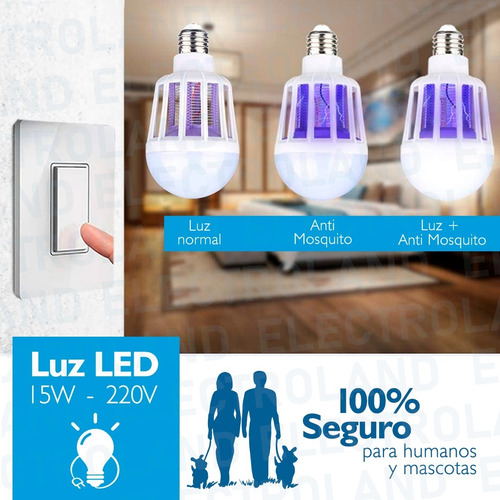 Lampara Led Mata Insectos Mosquitos Foco 15w 220v E27