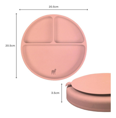 Nap-plato De Silicón Adherible Con Divisiones Y Succión/bebe Color Palo rosa