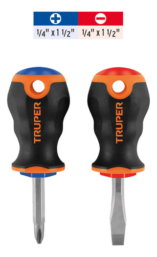 Dúo Desarmadores 1/4in X 1-1/2in Mango Comfort Grip Truper