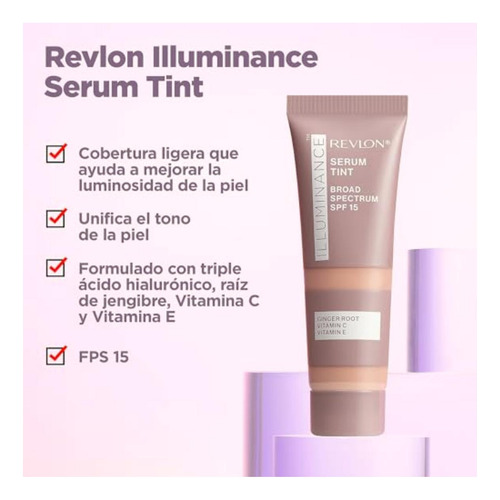 Maquillaje Revlon Illuminance Serum Tint Tono Light Natural