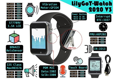Imagen 3 de 3 de Smartwatch 2020 V1 Esp32 Arduino Stm32 Raspberry St7789 1,5