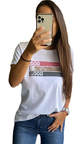 Imagen 4 de 10 de Remera Estampada Lisa Manga Corta Mujer A88