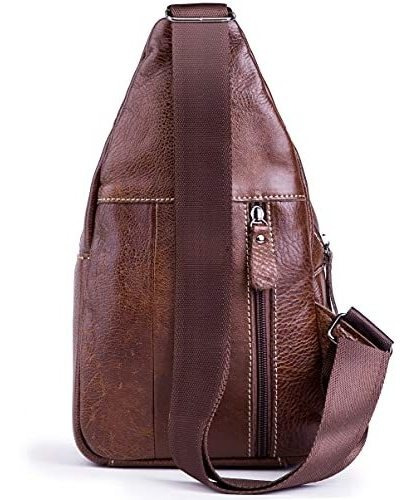 Imagen 3 de 7 de Mochila De Hombro De Cuero Genuino Bandolera Unisex Al Aire