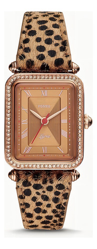 Reloj Mujer Fossil Correa De Piel Animal Print 28 Mm Es4684 Color del bisel Rosa dorado Color del fondo Rosa dorado