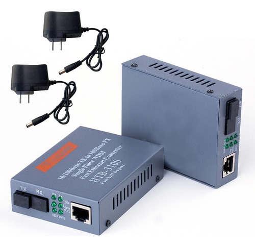 2 Piezas Convertidores Fibra Óptica Medios 10/100 Ethernet
