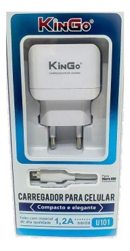 Kit Carregador Micro-usb V8 Kingo 1.2a 5v Para Moto E7 Plus Cor Outro