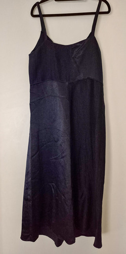 Vestido Lencero Satinado Zara Azul Talle M