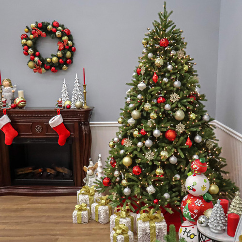 Árbol De Navidad Artificial Preiluminado 198 Cm Abeto Fraser