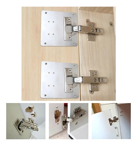 Kit 4: reparación de placas de acero inoxidable, reparación de bisagras de gabinetes