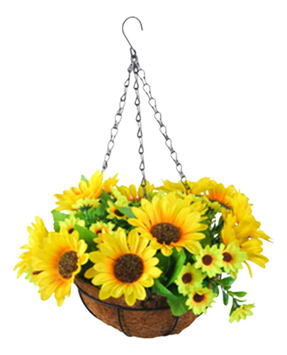 Cesta Colgante Artificial Flores Girasoles De Seda