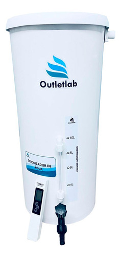 Deionizador De Água De 50l/h Com Armazenamento 10 Litros