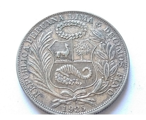 Moneda Peru 5 Decimos 1935