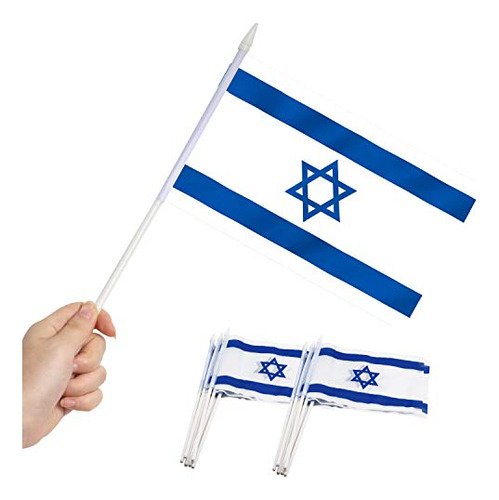 Mini Flag Anley Israel 12 Pack 5x8 Cm W/ Solid Pole & Spear 