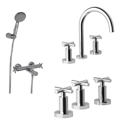 Combo Griferías Hydros Novara Lavatorio Bidet Ducha Baño