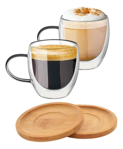 comprar Kit Xicara Vidro Duplo Caneca Parede Dupla 2un 250ml C Pires