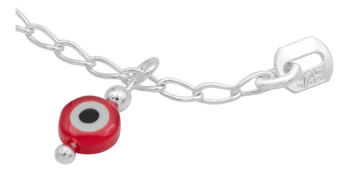 Pulsera Nudo De Bruja Una Bola Facetada Ojo Turco Plata 925 Rojo 18 Cm