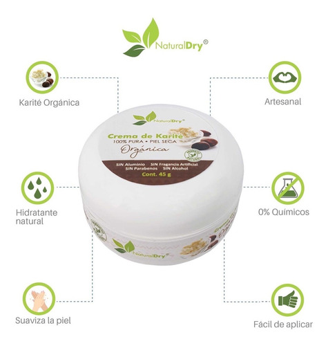 Manteca De Karité Orgánica 45g Naturaldry