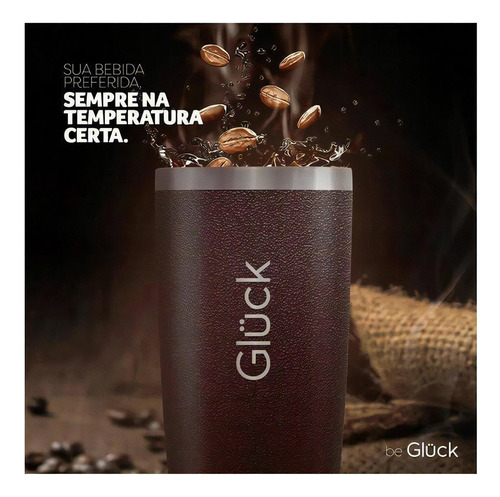 Copo Térmico Gluck Sleek Brasil Flork Simp 473ml Inox 4h Gel Cor Branco Liso