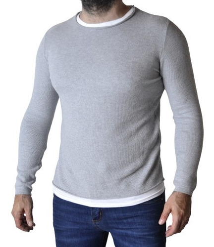 Imagen 1 de 8 de Sweater Hombre Entallado Simulando Remera Abajo The Big Shop