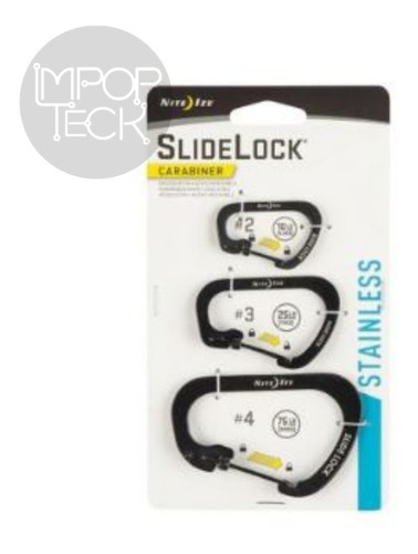 Mosqueton Slidelock Stainless Steel 3 Pack Nite Ize Negro