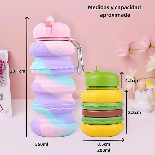 Botella Plegable De Silicona Diseño Hamburguesa 550ml