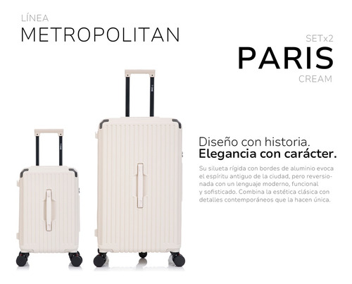Valija Rigida Carry On Chica + Bodega Grande Paris T-onebag Crema París