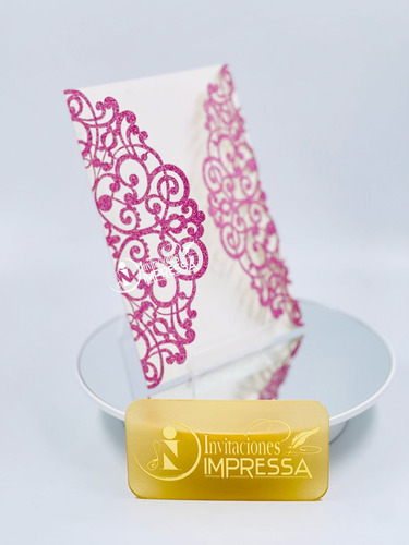 120 Sobres Glitter Invitación Corte Láser Suaje 13x18 Rosa Pálido