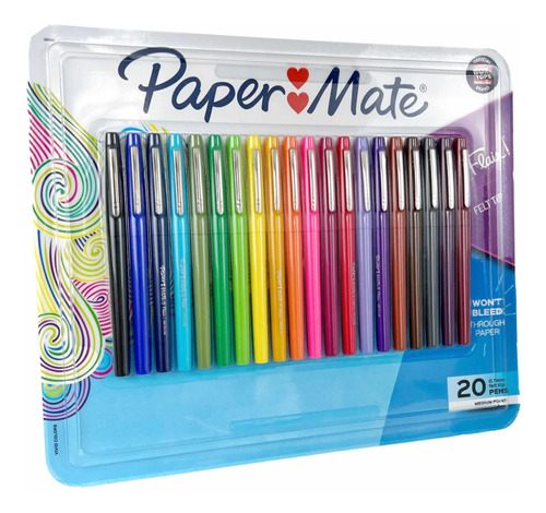 Plumígrafos Paper Mate Flair 20 Set Punta De Fieltro Plumas