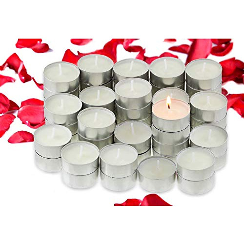 100 Tea Lights Candles With 200 Silk Rose Petals | Deco...