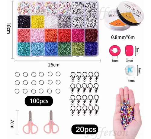 Set De Mostacillas Cuentas Para Pulseras Incluye Letras