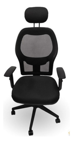 Silla de escritorio MRB City con apoya cabezas gamer ergonómica  negra con tapizado de marathon y mesh