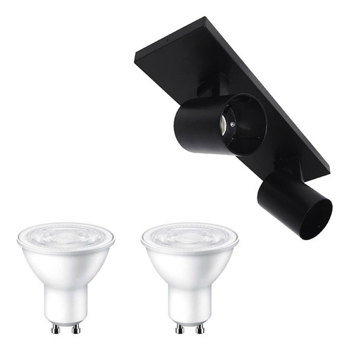 Kit Apliqué Cielo/muro Led Studio Doble + 2 Amp Gu10 L/cda