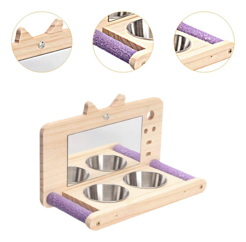 Perca De Loro De Pájaros, Accesorios De Jaula Con Tazas De