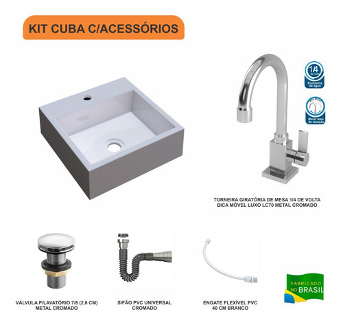 Cuba Q39 C/torn Luxo E Válv Click V3 +sifão Cr E Flexível Cor Branco