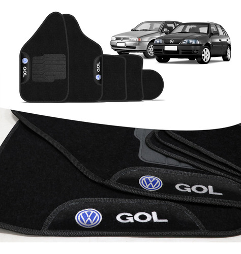 Tapete Carpete Gol G3 00 01 02 03 04 05 Preto 5 Peças Logo