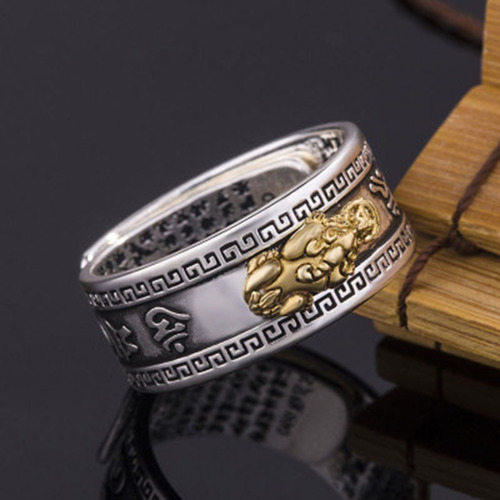 Anillo Pixiu Suerte Riqueza Prosperidad Feng Shui Hombre
