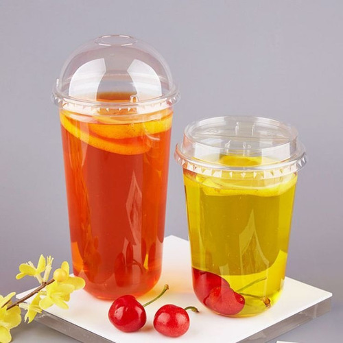 Vasos Pet U 24 Oz Para Bubble Tea Con Tapa Domo C/ 100pz Cristal