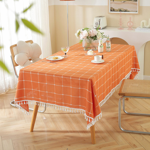 Mantel Impermeable De Madera De Damero De Color Liso