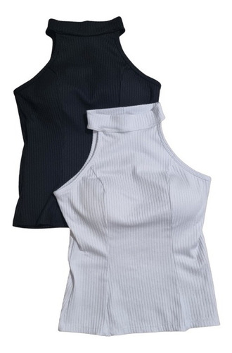 Imagem 2 de 2 de Blusinha Feminina Estilo Regata Nadador Com Gola Alta