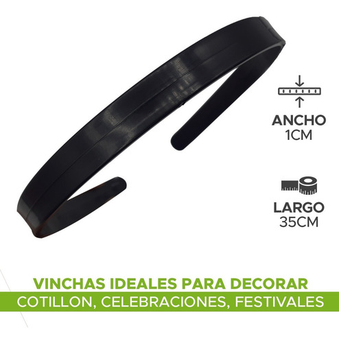 Imagen 6 de 9 de 50 U. Vinchas Plasticas Negras Lisas Para Forrar 1cm Fabrica