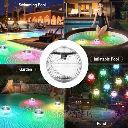 4pcs Rgb Mudança De Cor Flutuante Solar Piscina Luzes A