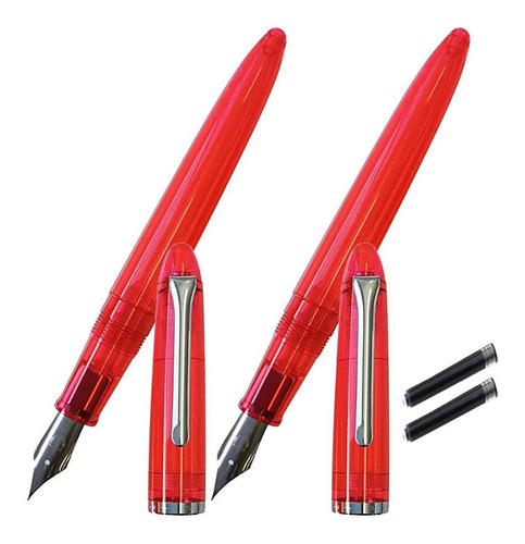 Pluma Tipo Fuentes Diseño Cursivo, Mxrrl-002, 2pzas, 0.5mm P Tinta Negro Exterior Rojo