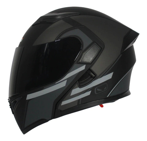 Imagen 2 de 6 de Casco Abatible Para Moto Hro 3400dv Inefable Gris Con Luz