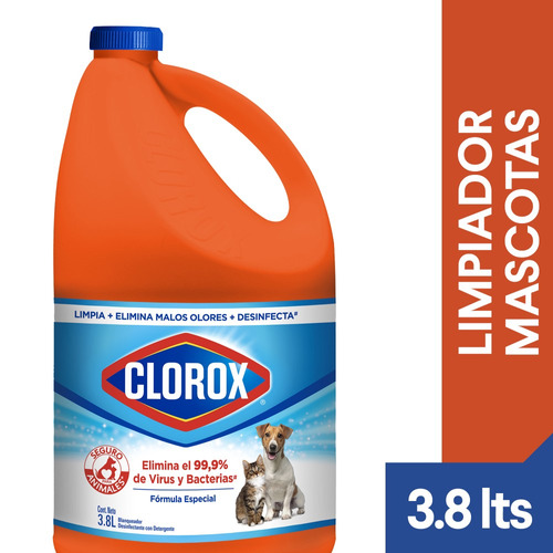 Cloro y Detergente Clorox Seguro para Mascotas 3,8 LT
