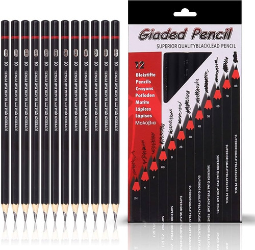 Kit 12 Lápis Profissional Graduado Desenho Esboço Uslon Pap