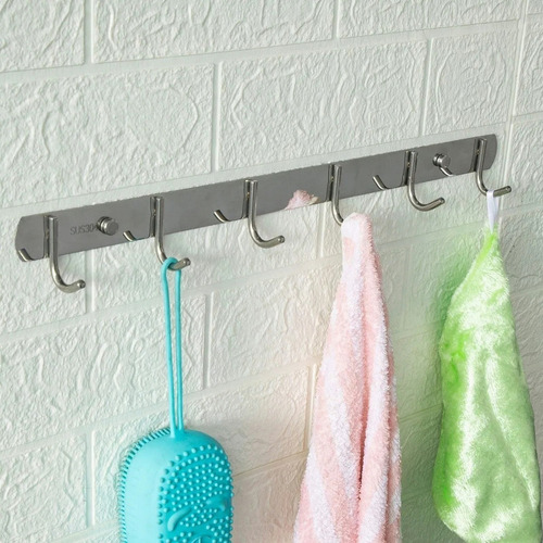 Percheros Acero Inox 6 Ganchos Pared Gancho