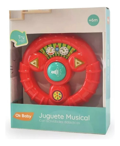 Volante Didactico Para Bebes Color Rojo Con Luces Y Sonidos