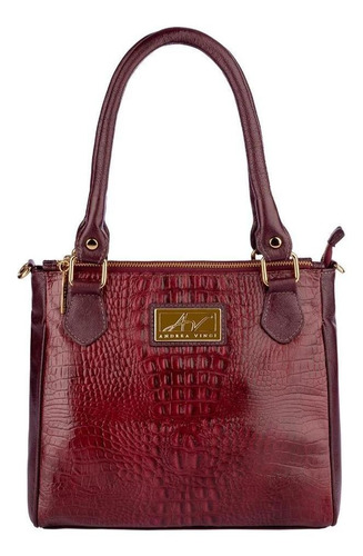 Bolsa De Couro Com Divisórias Tiffy Cor Marsala